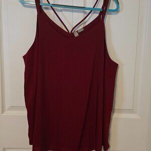 Red lightweight sleeveless top, 2X